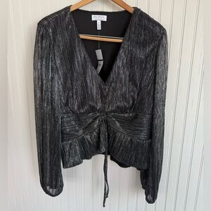 Sofia by Sofia Vergara Black Metallic Top Size 1X